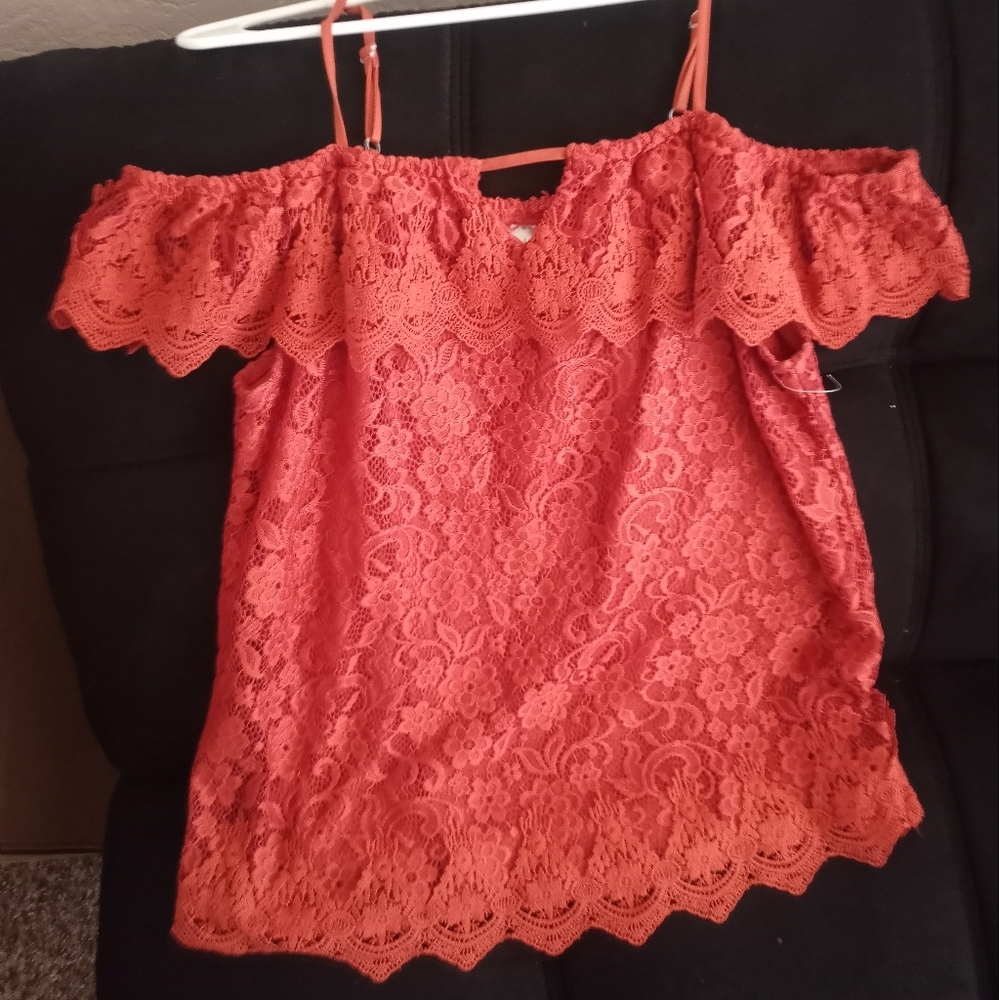 No Boundaries  L Orange Shirt